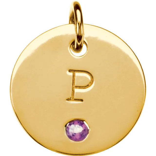 Posh Mommy® MINI 12x12mm Disc Birthstone Pendant or Necklace