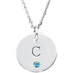 Posh Mommy® MINI 12x12mm Disc Birthstone Pendant or Necklace