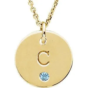 Posh Mommy® MINI 12x12mm Disc Birthstone Pendant or Necklace