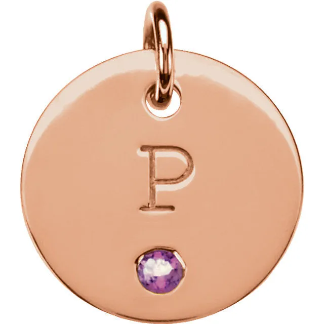 Posh Mommy® MINI 12x12mm Disc Birthstone Pendant or Necklace