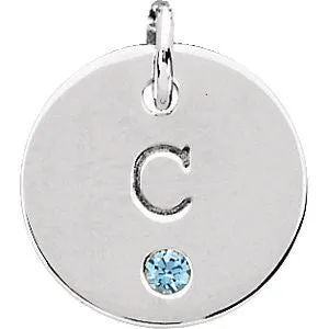 Posh Mommy® MINI 12x12mm Disc Birthstone Pendant or Necklace