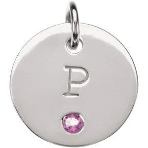 Posh Mommy® MINI 12x12mm Disc Birthstone Pendant or Necklace