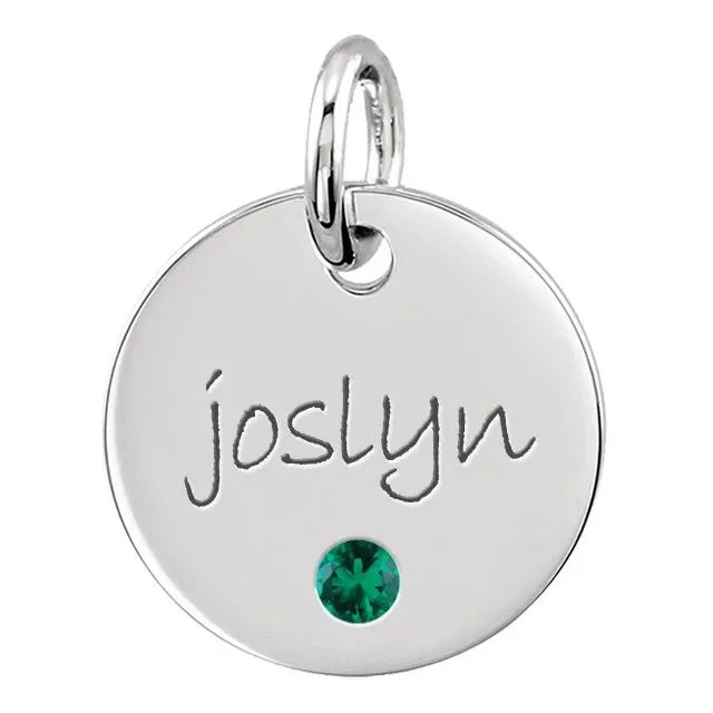 Posh Mommy® MINI 12x12mm Disc Birthstone Pendant or Necklace