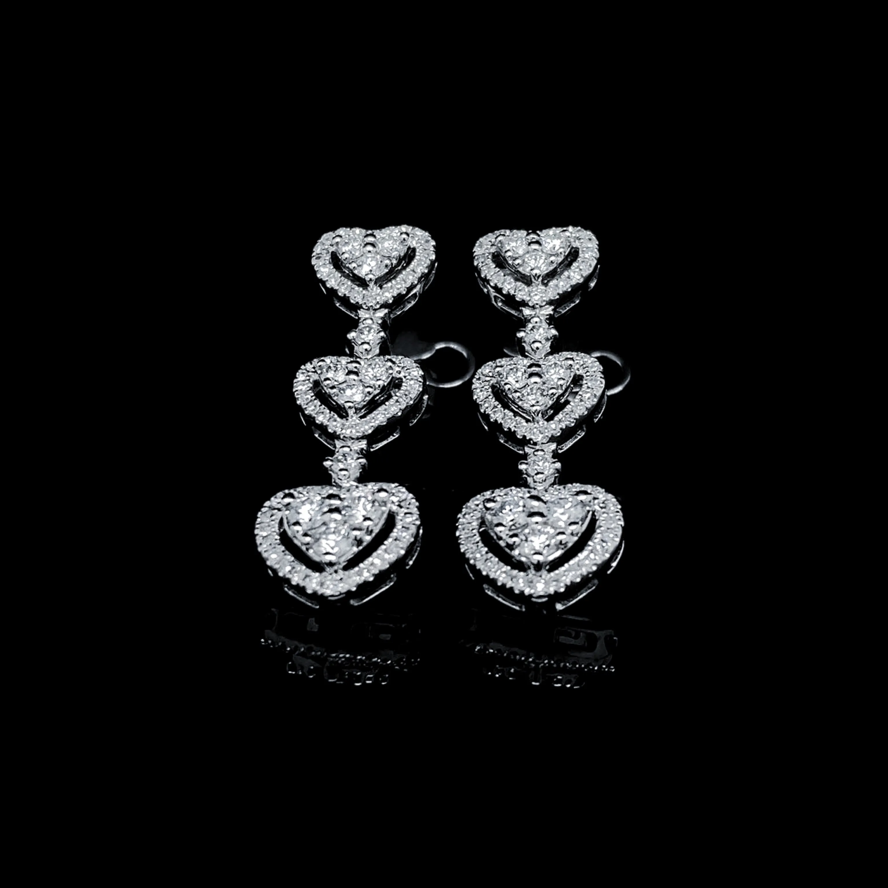 PRE-ORDER | Trio Heart Dangling Diamond Jewelry Set  14kt