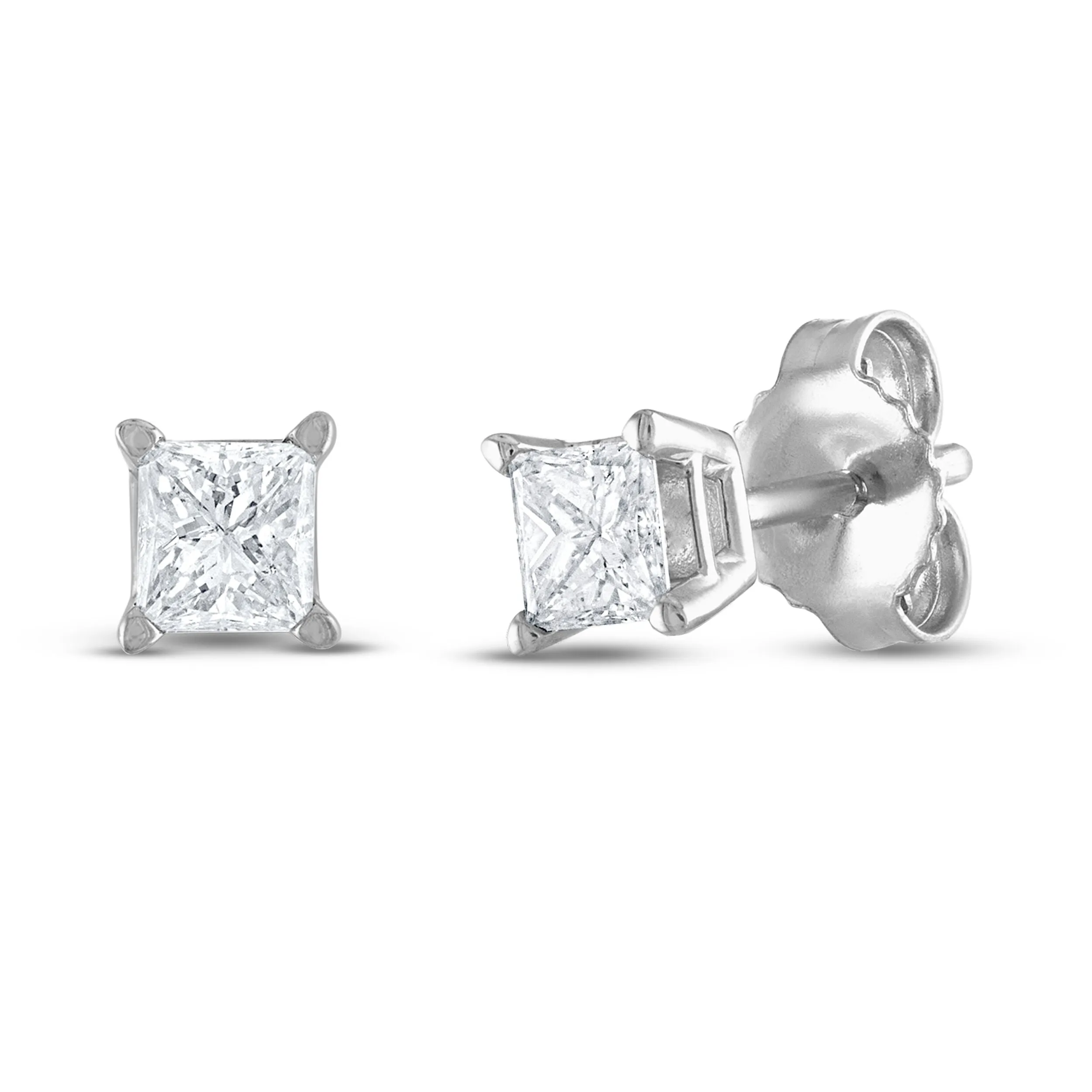 Pre-Owned Jared 1/3 ct Princess-Cut Diamond Solitaire Earrings in 14k White Gold