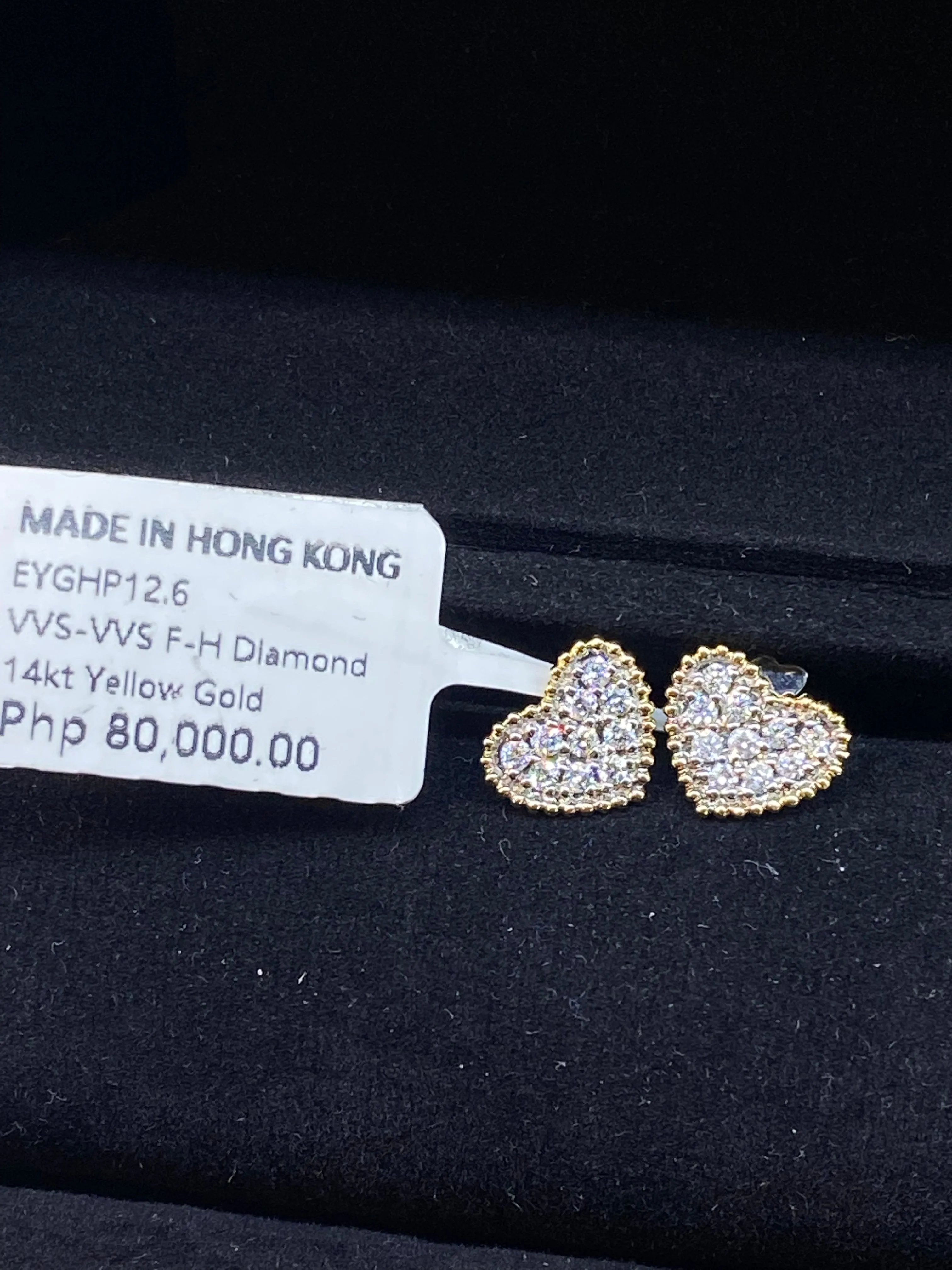 PREORDER | Golden Classic Heart Stud Diamond Earrings 14kt