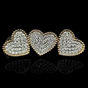 PREORDER | Golden Large Heart Studded Diamond Jewelry Set 14kt