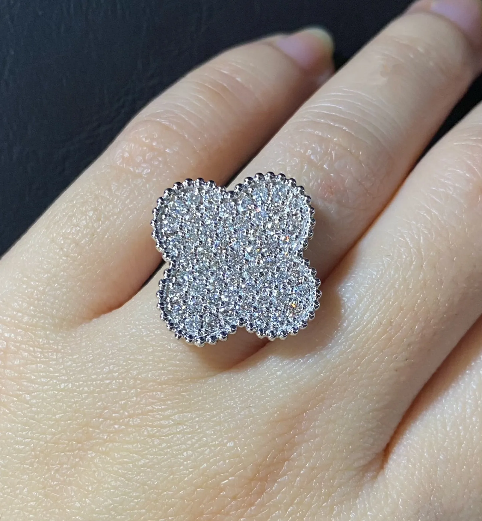 PREORDER | Large Floral Clover Diamond Ring 14kt