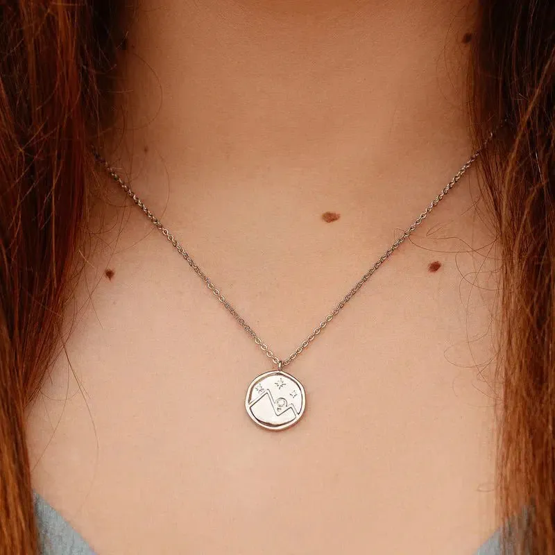 Pura Vida Crystal Mountain Coin Necklace