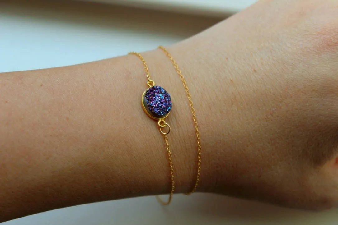 Purple Druzy Bracelet