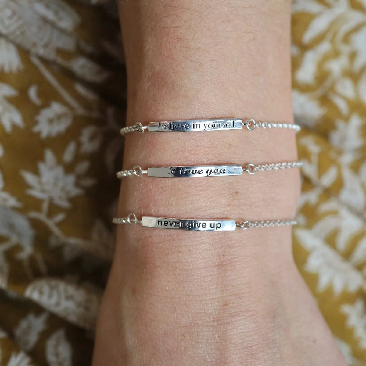 "Believe in Yourself" Silver ID Bar Bracelet