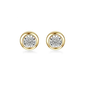 "Gleam" Bezel-Set Diamond 14k Yellow Gold Studs