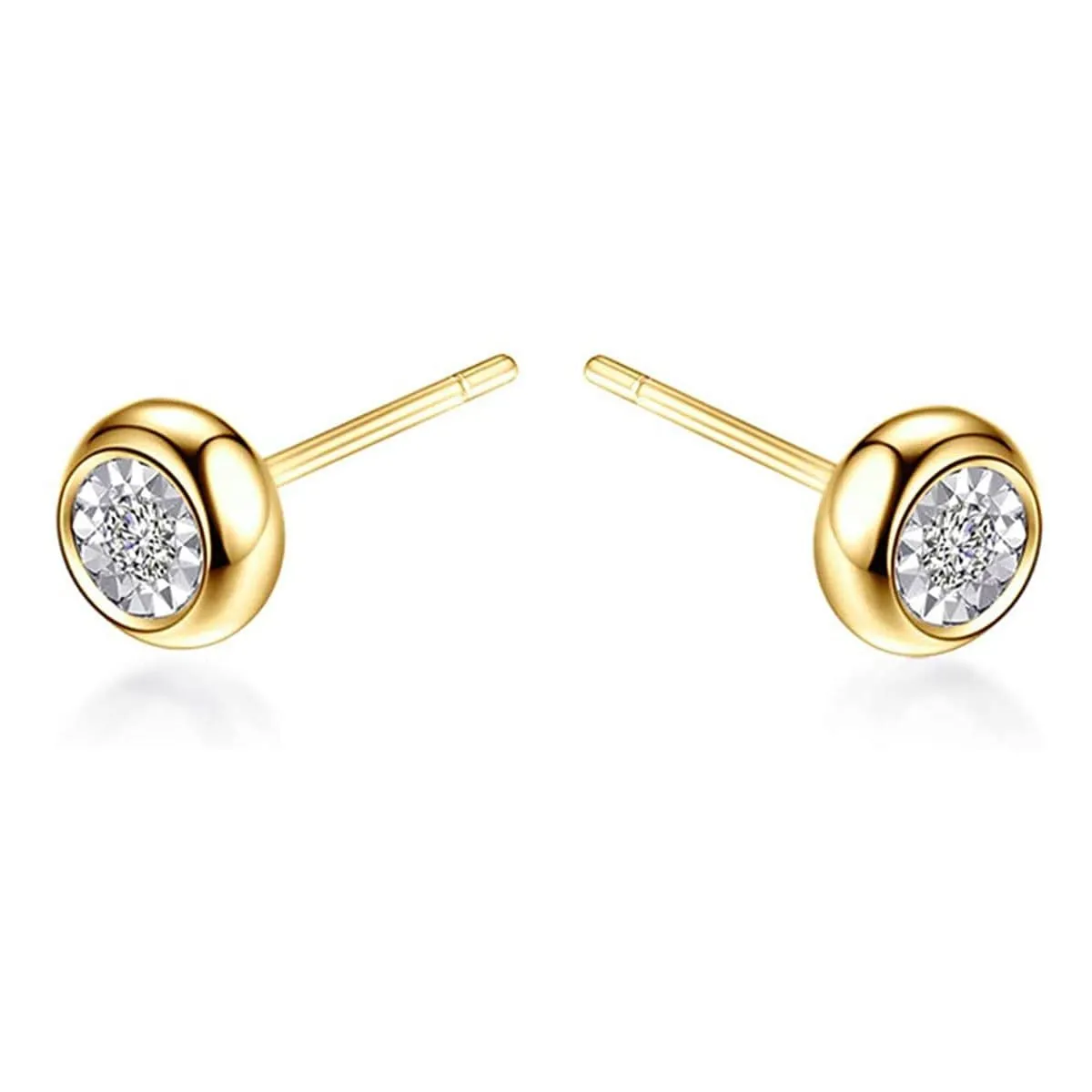 "Gleam" Bezel-Set Diamond 14k Yellow Gold Studs