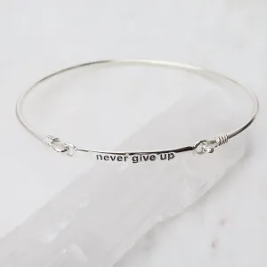 "Never Give Up" Front Latching I.D Bangle