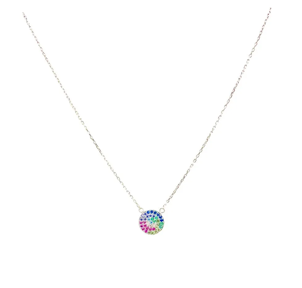 Rainbow Disc Necklace (sterling silver or 16K gold)