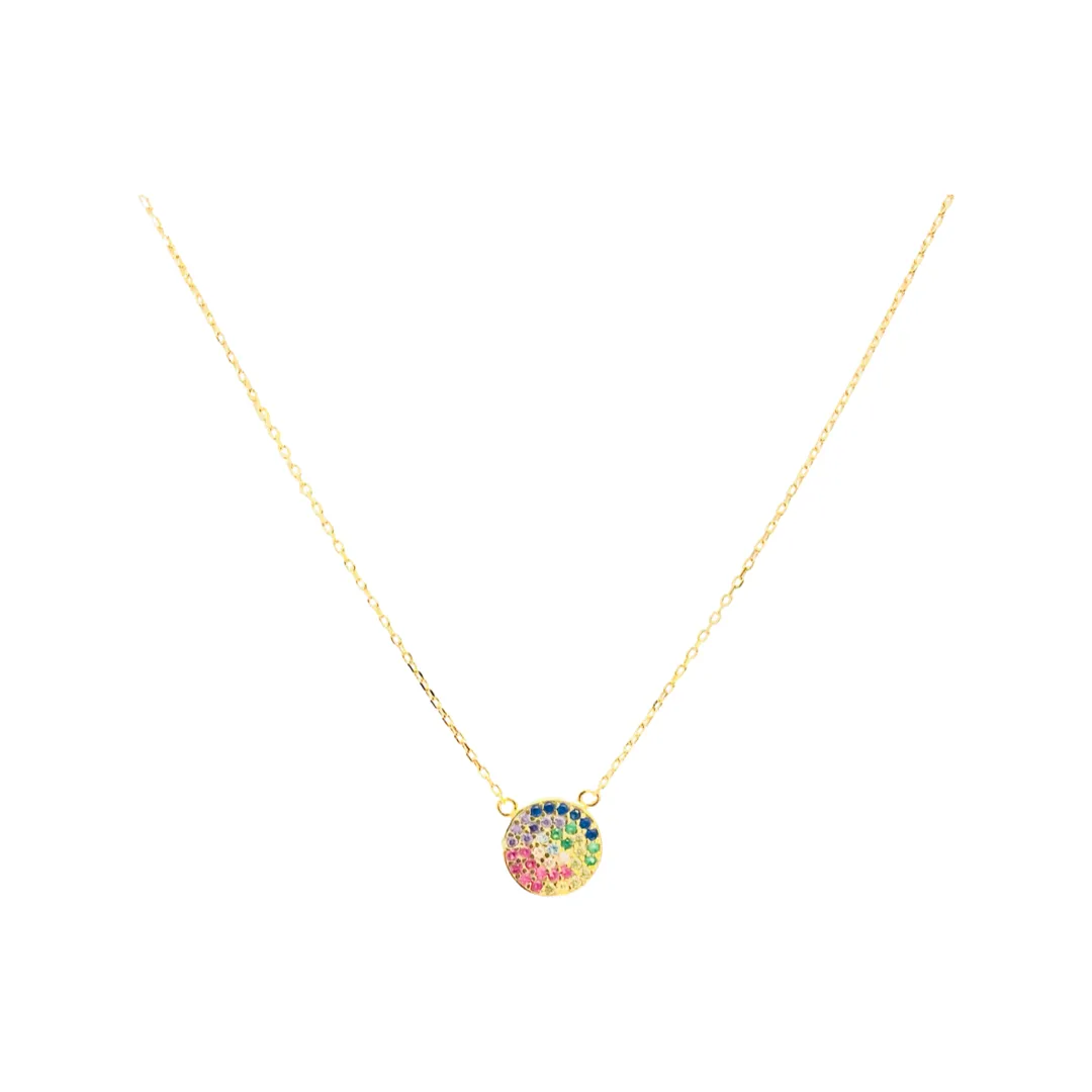 Rainbow Disc Necklace (sterling silver or 16K gold)