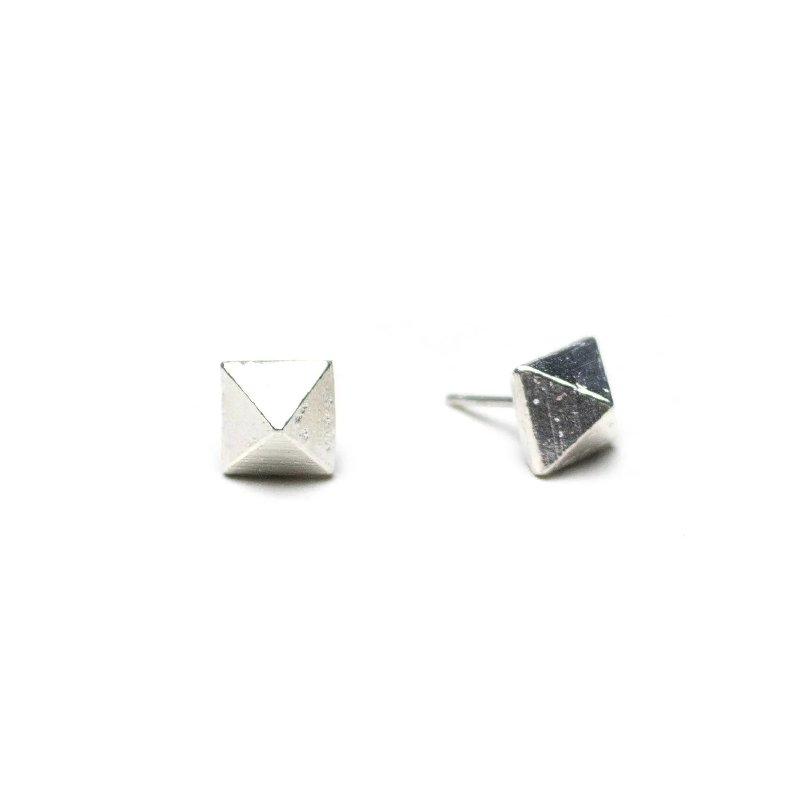 Raw Pyramid Silver Studs