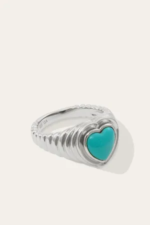 Ridge Heart Turquoise Silver Ring