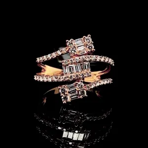 Rose Crossing Baguettes Diamond Ring 18kt