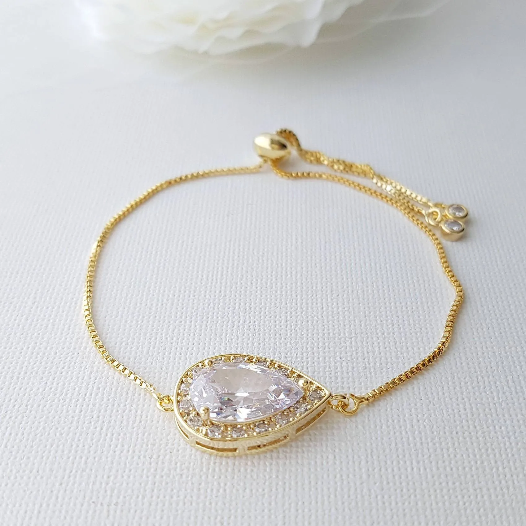 Rose Gold Simple Bracelet, Bridal Crystal Adjustable Bracelet, Rose Gold Wedding Bracelet, Bridesmaid Bracelet, Bridal Jewelry, Evelyn