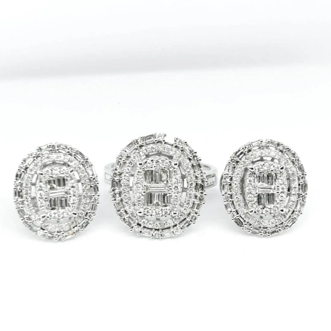 Round Baguette Diamond Set 14kt