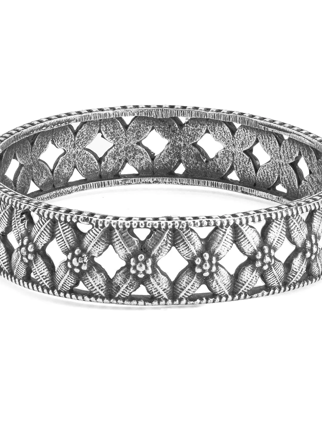 Rubans Oxidised Silver Floral Bracelet.