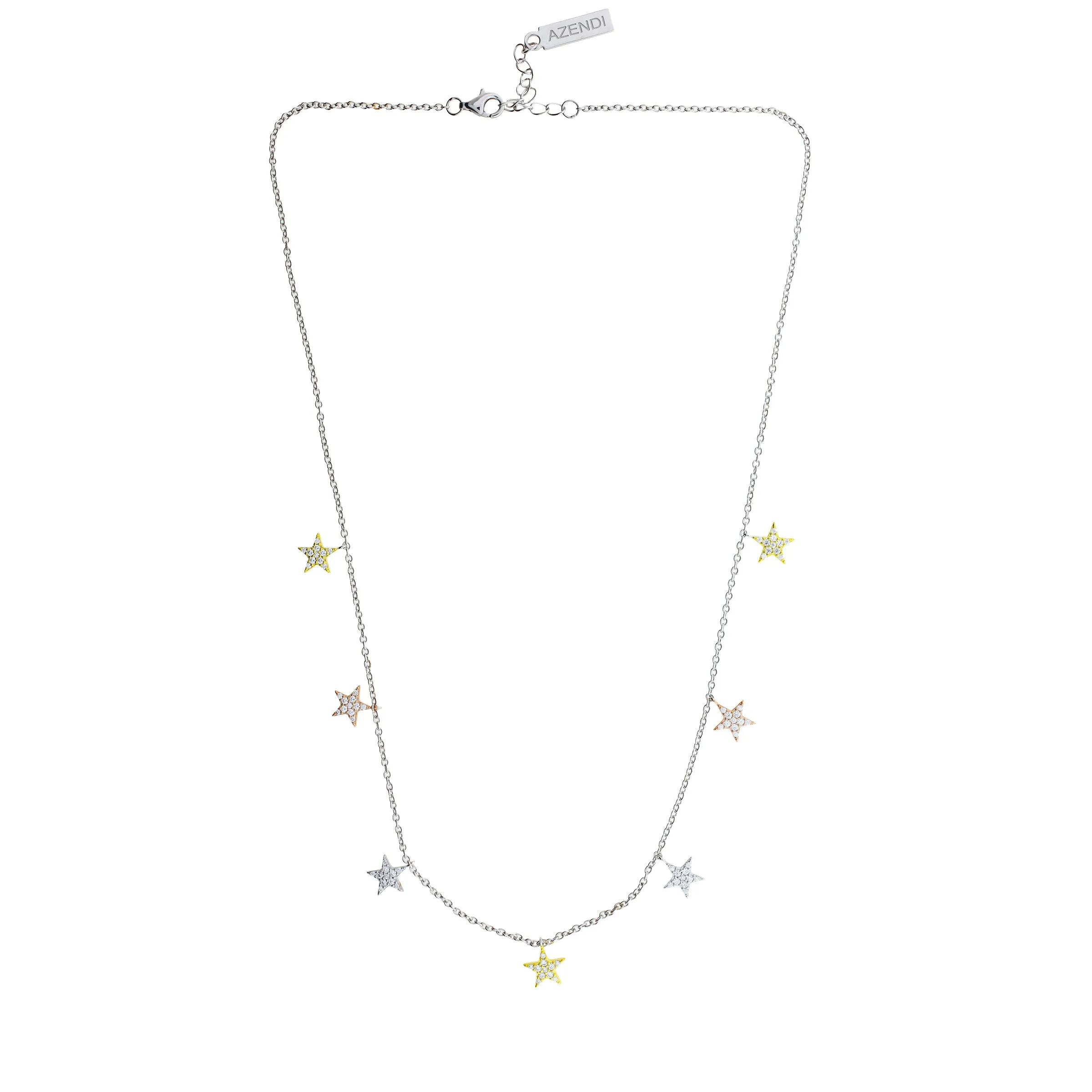 Seven Pavé Stars Mixed Vermeil Necklace