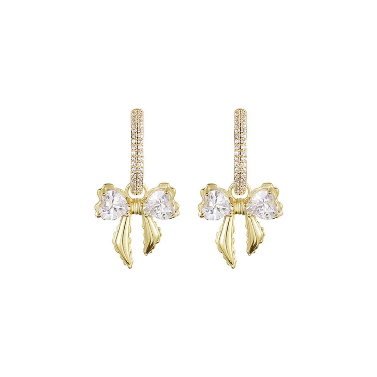 Shine Bowknot Drop Gold Earrings