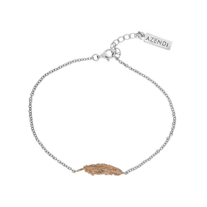 Silver & Rose Gold Vermeil Feather Bracelet