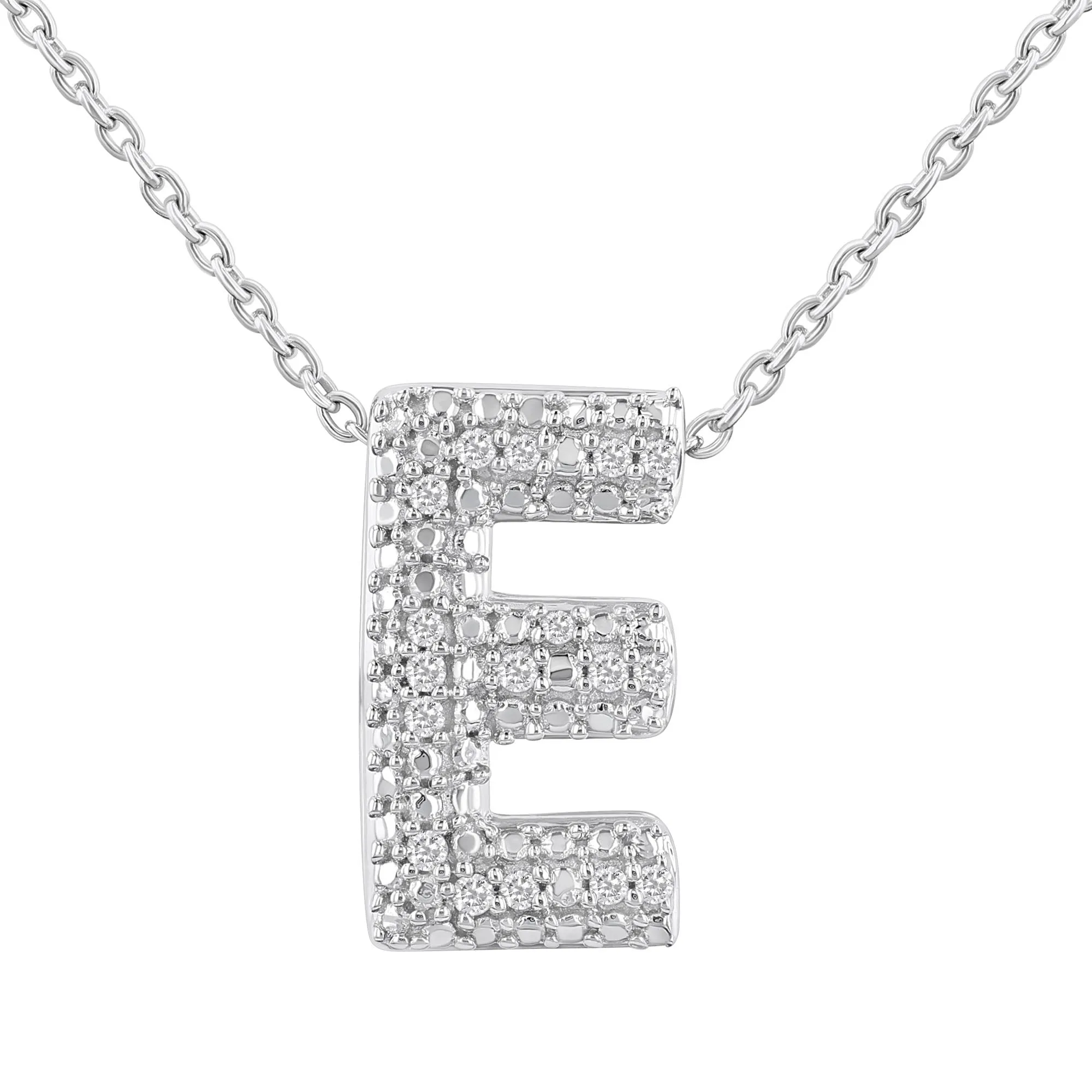 Silver Bubble Initial Diamond Necklace