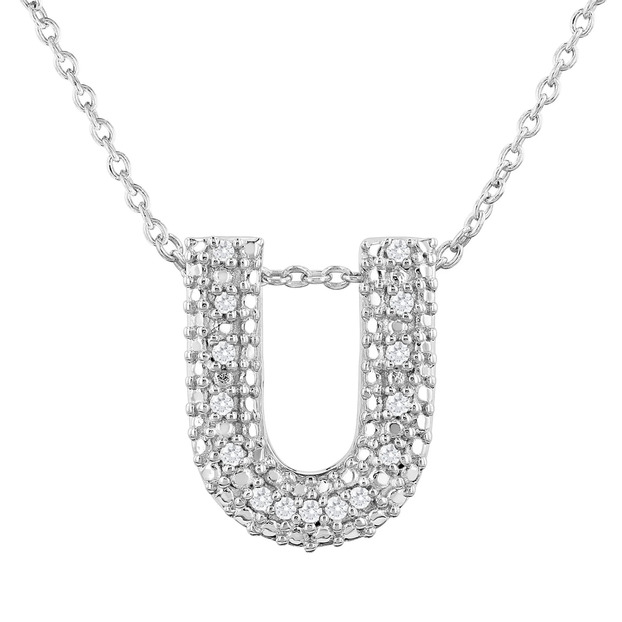 Silver Bubble Initial Diamond Necklace