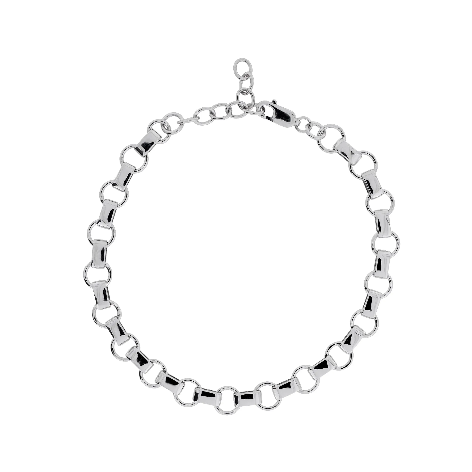 Silver Circle & Flat Oval Links Bracelet