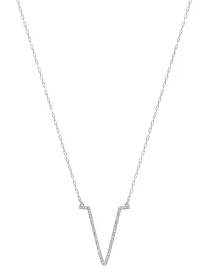 Silver Rhinestone V Shape Necklace