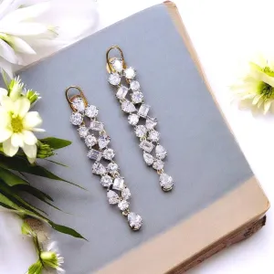 Silver Statement AD Earrings Set For Wedding Indian Jewelry