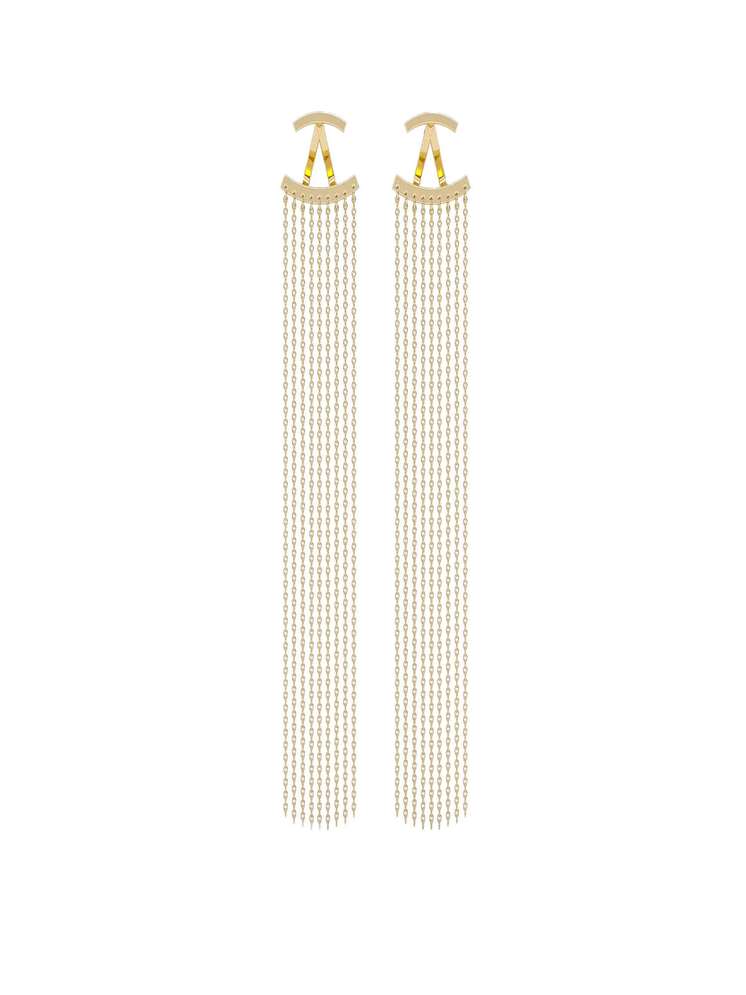 Simone The Label 14K Gold Plated Chain Tassel Front Earrings - Brands We Love