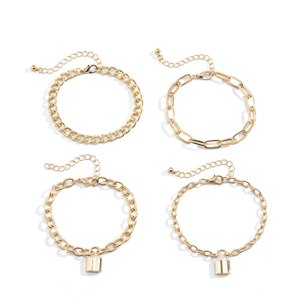 Simple Retro Lock Accessories Alloy Chain Hand European And American Metal Lattice Chain Multi Layer Hand Decoration