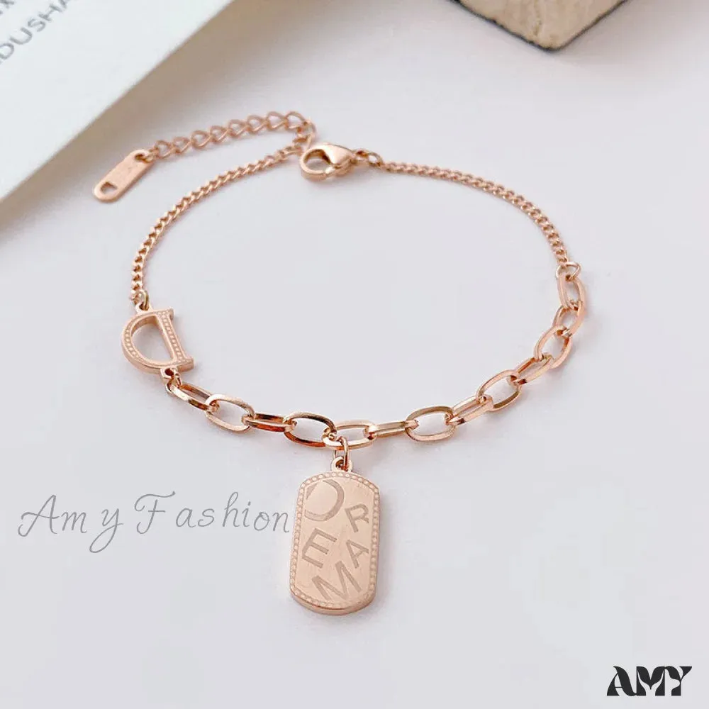 Simple Rose Gold Niche Design Letters Jewelry Bracelet