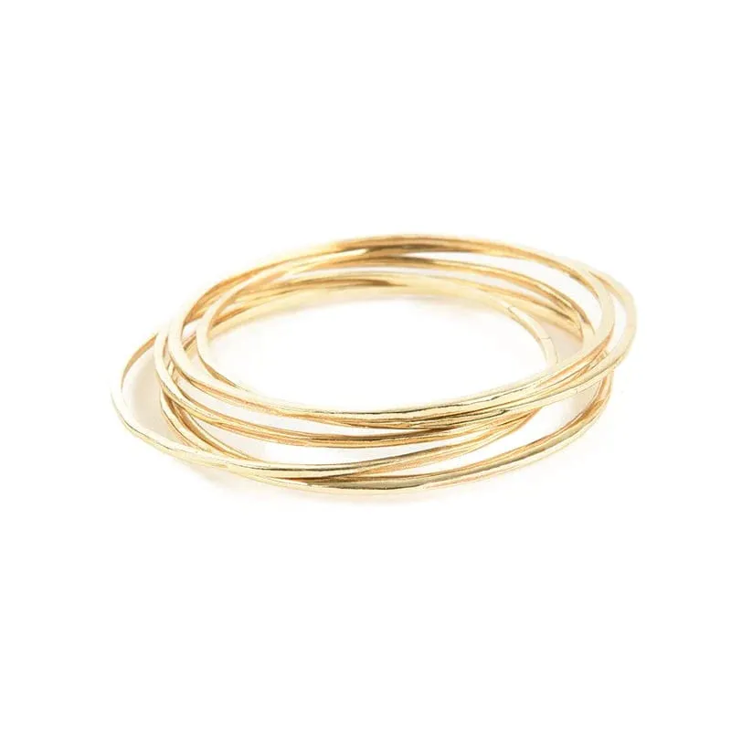 Simple Set Of 6 Brass Bangles