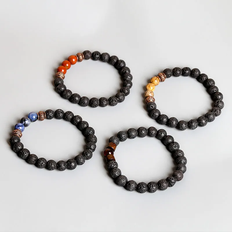 Simple Wind Tiger Eye Stone Bracelet Multicolor Men's Ornament