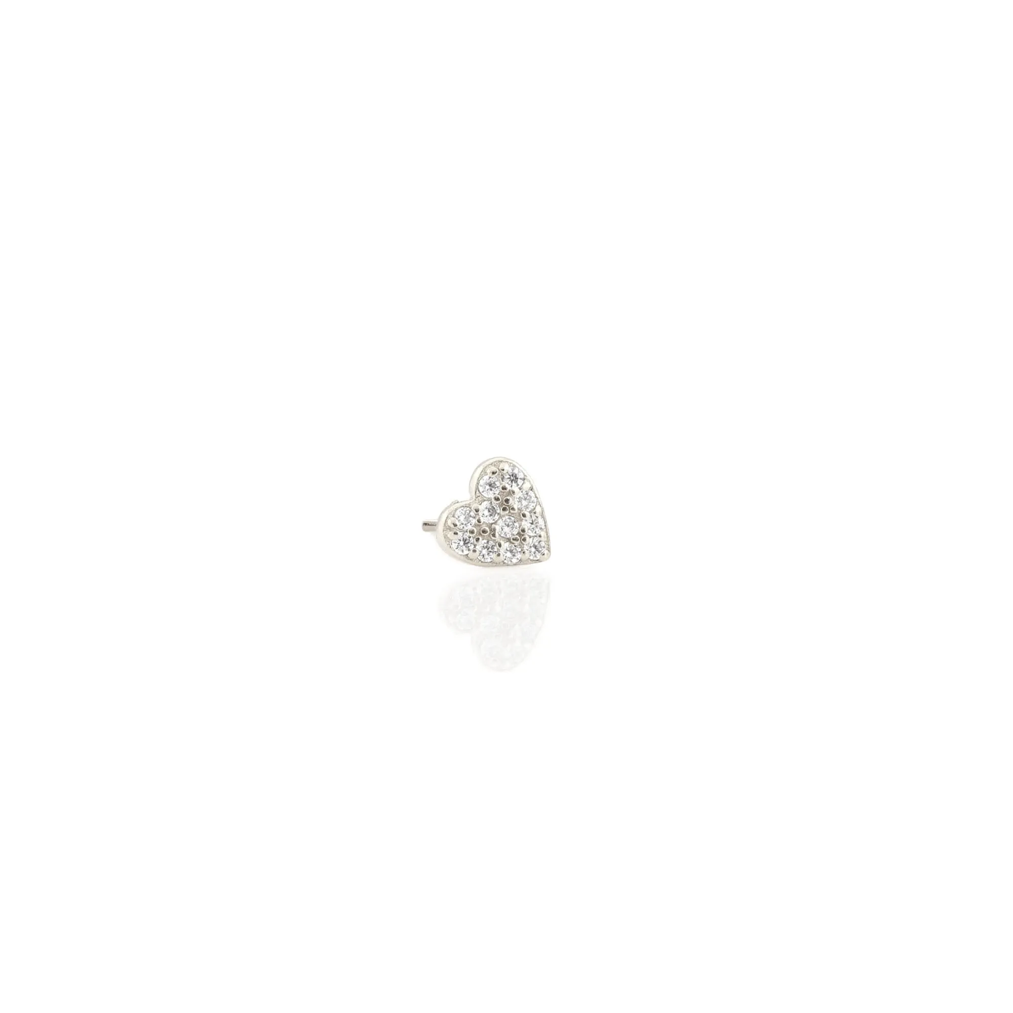 Single Heart Crystal Stud Earring