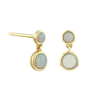 Soleil Collection Opal Double Drop Earrings | 9K Solid Yellow Gold