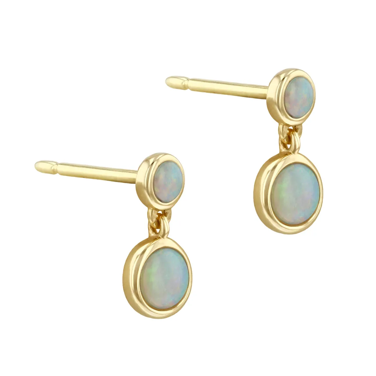 Soleil Collection Opal Double Drop Earrings | 9K Solid Yellow Gold