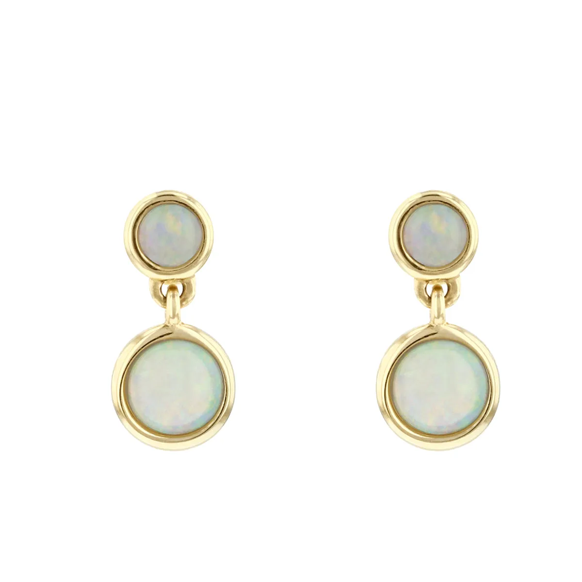 Soleil Collection Opal Double Drop Earrings | 9K Solid Yellow Gold