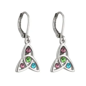 Solvar Rhodium Crystal Trinity Drop Earrings