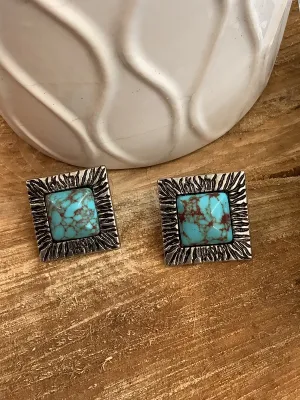 Square Turquoise Studs