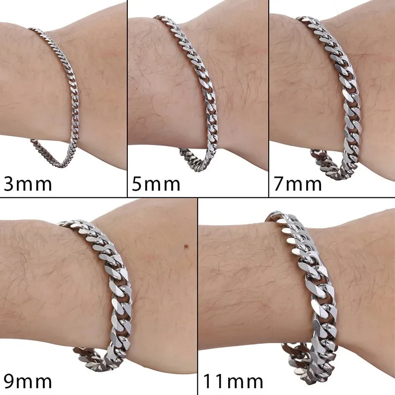 Stainless Steel Curb Cuban Link Chain Bracelets