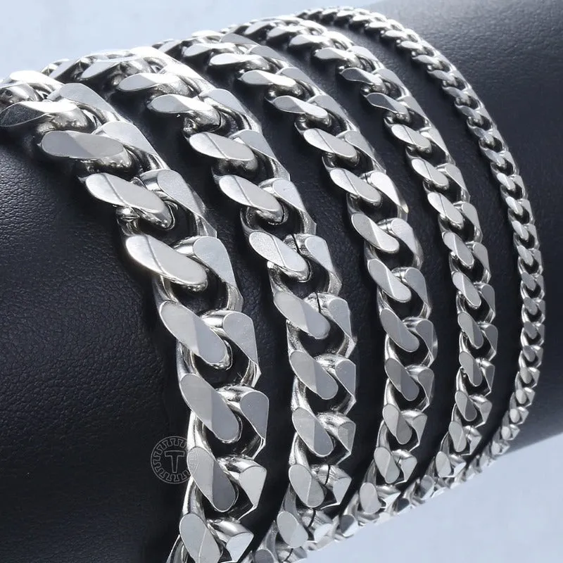 Stainless Steel Curb Cuban Link Chain Bracelets