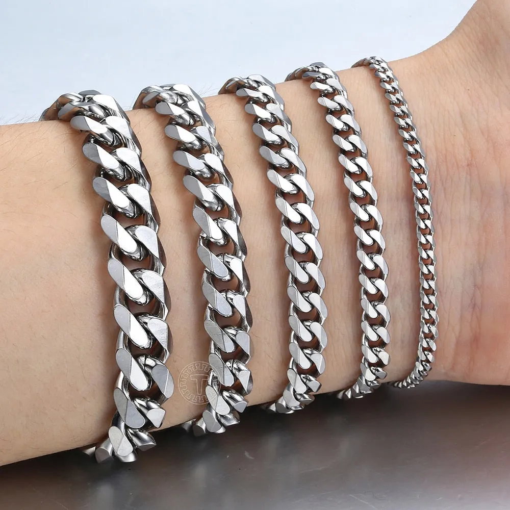 Stainless Steel Curb Cuban Link Chain Bracelets