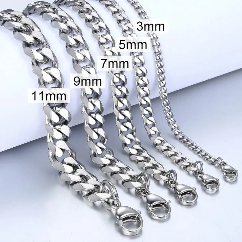 Stainless Steel Curb Cuban Link Chain Bracelets