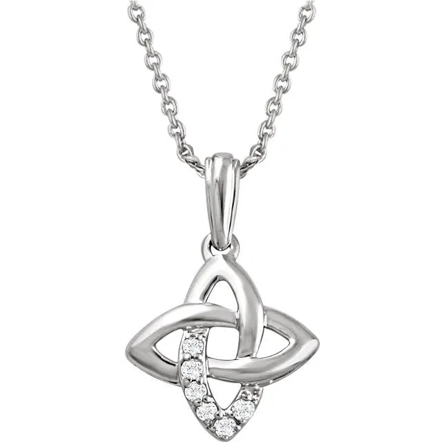 Sterling Silver .06 CTW Diamond 18" Celtic Knot Necklace